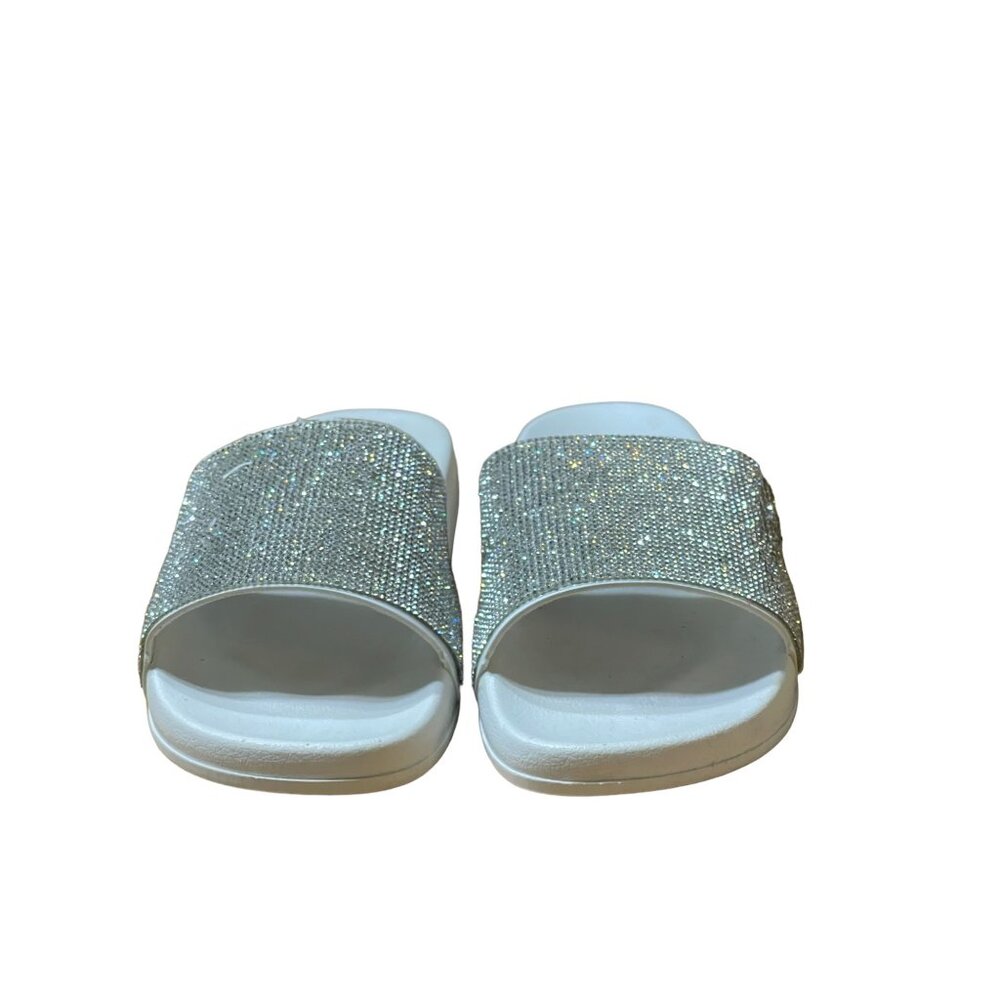White and Glitter Silver Sandals Flip Flop Size 41 - Picture 3 of 7